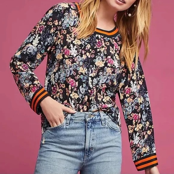 Anthropologie Rdalamal Multicolour Floral Long Sleeve Top - Size 10. NWOT. - Picture 1 of 13